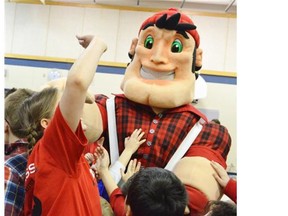 The Ottawa Redblacks named their new mascot, Big Joe Mufferaw today at the  École élémentaire publique Kanata on March 28, 2014. Photo by Meggie Sylvester/Ottawa Citizen