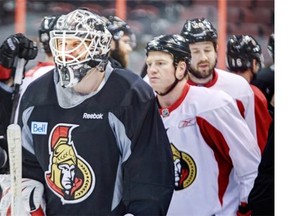 Robin Lehner. Ottawa Senators practice at the Canadian Tire Centre.