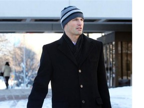 Sgt. Steven Desjourdy leaves the Elgin Street courthouse in Ottawa in January 2013 when he was on trial on a charge of sexual assault. He was acquitted of that charge but now faces an internal police disciplinary hearing related to the same incident.