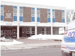 A 13-year-old boy was critically injured by a mechanized gymnasium wall on Thursday at Notre Dame High School.