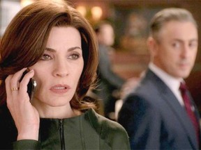 Alicia tries to make sense of Will’s death on The Good Wife on Sunday. Julianna Margulies plays Alicia Florrick and Alan Cumming is Eli Gold. CBS