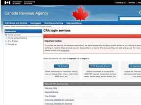 The Canadian Revenue Agency has shut down its tax-filing web services.
