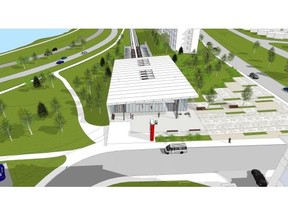 City rendering of a new LRT station at Richmond Road and Cleary Avenue. Most LRT stations will not have public toilets. Credit: City of Ottawa