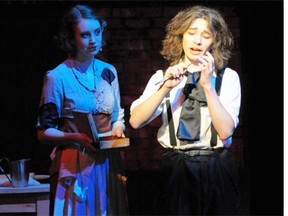 Mrs. Nellie Lovett (L) portrayed by Julia Adams and Sweeney Todd (R) portrayed by Christian Garnons-Williams during Earl of March Secondary School’s Cappies production of Sweeney Todd: The Demon Barber of Fleet Street held on April 6, 2014.