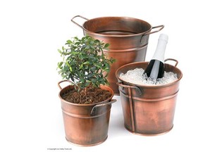 Garden party: Keep champagne chilled and flowers blooming with these copper-plated pots from Lee Valley. Handles allow for easy transport and an antique finish keeps the look classy, no matter the occasion. Set of three, $41.50 at Lee Valley Tools