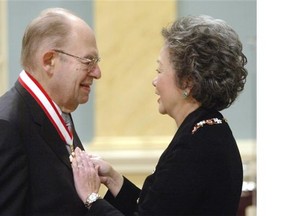 Governor General Adrienne Clarkson congratulates former politician Herb Gray after investing him into the Order of Canada, at a ceremony in Ottawa Friday Feb 20, 2004. . Herb Gray, former deputy prime minister and one of Canada’s longest-serving parliamentarians, has died at the age of 82.