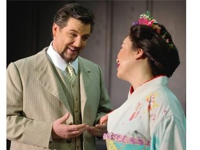 James Westman, left, as Sharpless and Shuying Li as Madama Butterfly in Opera Lyra’s rehearsal of Madama Butterfly at Arts Court Studio. Westman will perform at the Opera Lyra gala on November 15.