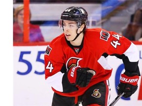 Jean-Gabriel Pageau of the Ottawa Senators against the New York Islanders during first period of NHL action at Canadian Tire Centre in Ottawa, April 02, 2014.