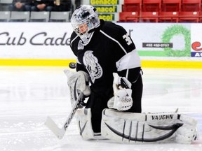 Olympiques goalie Robert Steeves, seen here in a March 11 game against Blainville-Boisbriand, will have a big role in the series against the Mooseheads, but won’t be on his own as much as he was last year, coach Benoît Groulx says.