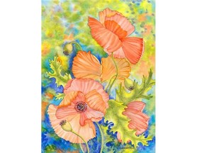 Papavar in watercolour by Elizabeth Potvin, one of the artists in the Kanata Artists Studio Tour.