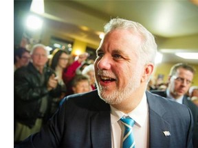 Quebec Liberal leader Philippe Couillard stopped in Buckingham on Thursday to meet with voters prior to Monday’s provincial election.