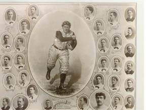 A rare framed photo of the 1900 Ottawa Rough Riders that writer Dan Turner auctioned online as a fundraiser for L’Arche Ottawa.