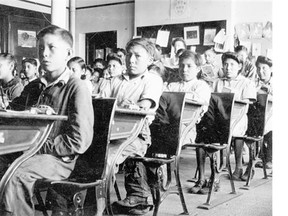 Residential school children students in a typical classroom. HANDOUT: Truth and Reconciliation Commission.