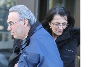 Samir Saab, left, leaves the Elgin Street courthouse with his sister after he was freed on bail Wednesday. Saab, 61, faces several criminal charges after an ambulance was chased by a motorist and its windshield smashed with a golf club.