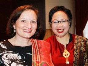Serbian Charge d’Affaires Mirjana Sesum-Curcic and Indonesian minister-counsellor Cicilia Rushiharini, attended the Mount Sinabung charitable dinner organized by Friends of Indonesia March 22 at the Holiday Inn. The evening benefited victims of the Mt. Sinabung volcanic eruptions.