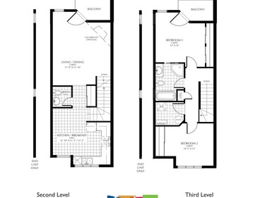 The Crescendo is a slightly smaller home, with the middle unit measuring 1,040 square feet from $222,900, while the end one is 1,055 square feet starting at $231,900.