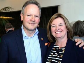 Bank of Canada Governor Stephen Poloz with his wife, Valerie, at the Museum of History on Wednesday, May 28, 2014, for the Riverkeeper Gala.