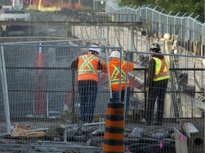 LRT preparatory construction at the Western Tunnel Entrance Excavation site for the Confederation Line Light Rail Transit (LRT).