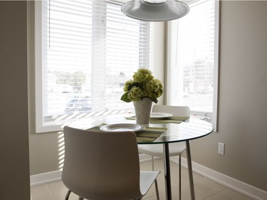 A cosy breakfast nook with its own window sits off the main entry in the Aria model.