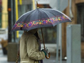 Person under umbrella.