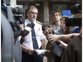 Chief-Inspector Marc Leduc, from the Criminal Investigations Division, of Gatineau spoke to media about the homicide of Yvon Normand at a scrum at the Maison du Citoyen on Wednesday,  May 14, 2014