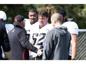 Nolan MacMillan, a 23-year-old Arnprior native, was happy to be out on the field for the Redblacks  rookie camp on Wednesday, May 28.   MacMillan was selected in the first round of the 2013 Canadian Football League draft but returned to the University of Iowa for his final NCAA season.