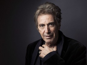 Al Pacino poses for a portrait, in New York, Dec.7, 2012. Pacino is set to bring his solo tour to Toronto.Carmen's Group and Princess Gates Entertainment say the star of "The Godfather" and "Scent of a Woman" will hit the stage at Massey Hall on Sept. 10.