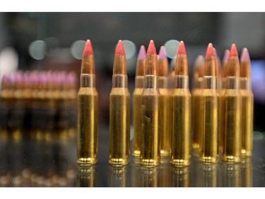 Ammunition is displayed at the CANSEC trade show in Ottawa on Wednesday, May 28, 2014.