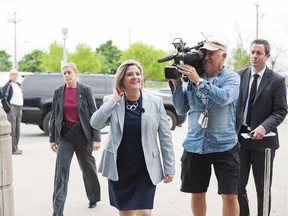 Ontario NDP Leader Andrea Horwath arrives at the International Bakery for a campaign event in Toronto.