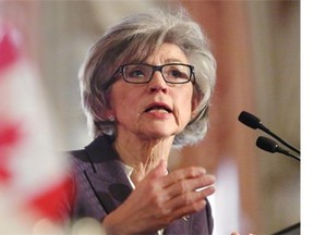 Beverly McLachlin, Chief Justice of the Supreme Court of Canada, delivers a speech in Ottawa, Tuesday, February 5, 2013. The Prime Minister’s Office says Stephen Harper refused to take a call from the country’s chief justice about who should be allowed to sit on the Supreme Court of Canada.