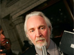 Independent MP Chuck Cadman talks to the media after the vote on the budget vote on May 19, 2005 that kept Paul Martin in office.