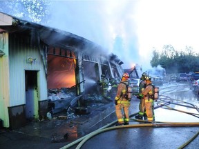 The Ottawa fire department said there were two industrial propane tanks on the side of the building and it is believed that as many as five vehicles were inside the garage at the time of the fire.