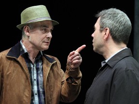 Eric Coates (Michael), at right,  and John Koensgen (Phil) play in a scene from The Burden of Self Awareness, which has its world premiere at the Great Canadian Theatre Company June 3-22.