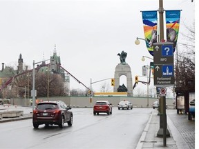 A fleet of concrete trucks and injection machinery was on the scene at the National War Memorial Saturday morning to insert concrete below the memorial as part of a $3-million maintenance project. The project, which began in january is expected to be completed by July.