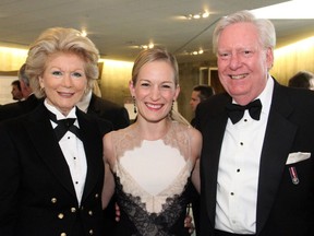 From left, Royal Canadian Navy honorary captain Adrian Burns with Alayne Crawford and Burns' husband, lawyer Greg Kane, at the Battle of the Atlantic Gala Dinner.