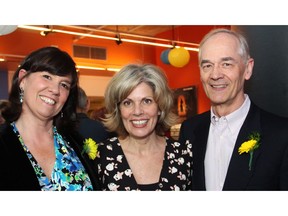 From left, Salus executive director Lisa Ker, Coun. Katherine Hobbs and board president Dwayne Wright at an inaugural fundraiser held for the community mental health organization on Friday, May 9, 2014, at the Great Canadian Theatre Company.