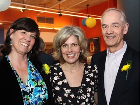 From left, Salus executive director Lisa Ker, Coun. Katherine Hobbs and board president Dwayne Wright at an inaugural fundraiser held for the community mental health organization on Friday, May 9, 2014, at the Great Canadian Theatre Company.
