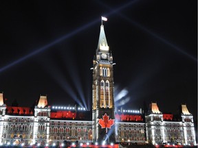 France is thanking Canada for its war effort 70 years ago with a new Parliament Hill display. Above is a file photo of the Parliament Hill Sound and Light show.