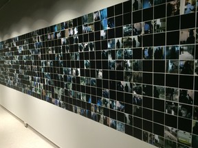 A detail of Rehab Nazzal's wall-sized mosaic of Palestinian prisoners, in her exhibition Invisible at Karsh-Masson Gallery in Ottawa city hall. (Photo by Peter Simpson, Ottawa Citizen)
