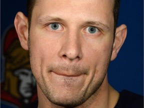 Ottawa Senators captain Jason Spezza speaks to reporters regarding the end of the season in Ottawa on Monday, April 14, 2014.