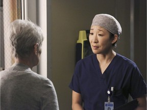 Sandra Oh, right, in a scene from "Grey's Anatomy."