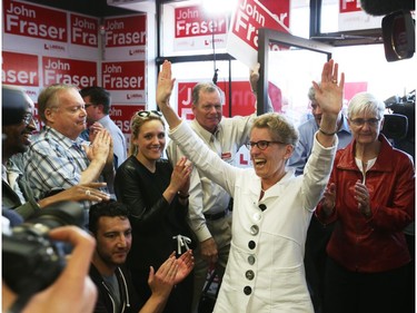 Kathleen Wynne arrives at John Fraser's campaign office opening in Ottawa South, May 07, 2014.