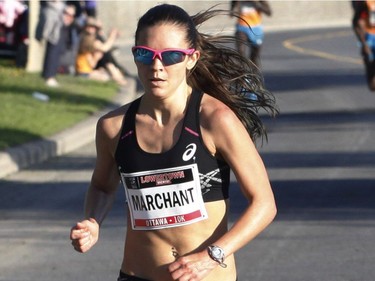 Lanni Marchant, the top Canadian woman finisher, runs in the 10k race during the Ottawa Race Weekend on Saturday May 24, 2014. (Patrick Doyle / Ottawa Citizen)  ORG XMIT: 0526 ottawa10k12