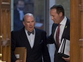 Justice Marc Nadon arrives with Minister of Justice and Attorney General of Canada Peter MacKay to appear before parliamentary committee following his nomination to the Supreme Court of Canada Wednesday October 2, 2013 on Parliament Hill in Ottawa.