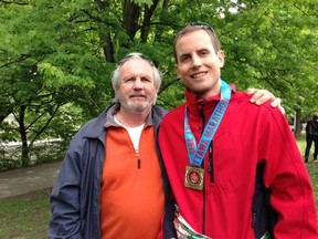 Michael Hayes with his son Connor, who died tragically in New Zealand last year. 
Family photo