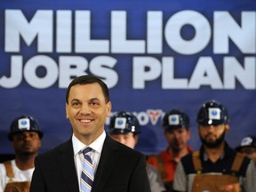 Ontario Progressive Conservative Leader Tim Hudak speaks to media at the Pre-Apprenticeship Training Institute in Toronto Thursday, May 29, 2014. THE CANADIAN PRESS/Galit Rodan