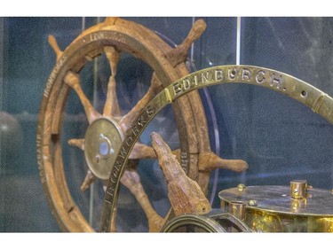 Helm and base recovered from  the 'Empress of Ireland' on exhibit at the Canadian Museum of History.