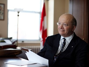 OTTAWA, ONT.:FEBRUARY 14, 2013 -- Senator Hugh Segal pose for a photograph at his office, Feb. 14, 2013 on Parliament Hill in Ottawa.  (Dave Chan / Postmedia News)         For Mark Kennedy (Postmedia News) 0215-Segal-referendum ORG XMIT: POS1302141308263175