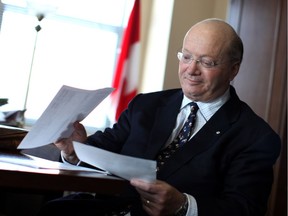 Senator Hugh Segal at his office, Feb. 14, 2013 on Parliament Hill in Ottawa.