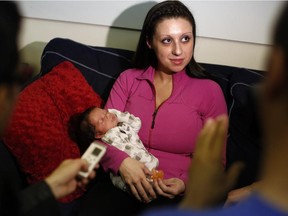 File photo of Julie Bilotta with her late son Gionni. The baby was born in jail. Bilotta was arrested again on Thursday.